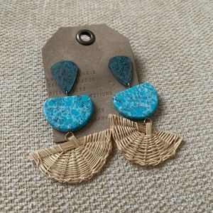 Anthropologie Turquoise / Rattan Earrings